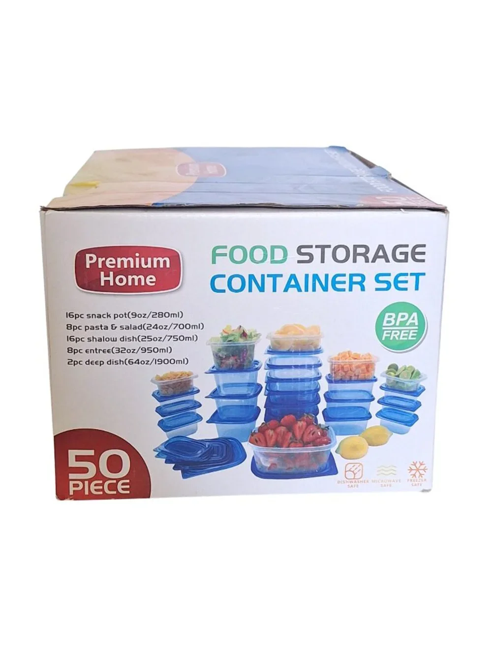NIB 50 Piece Food Storage Container Set Lids & Bases